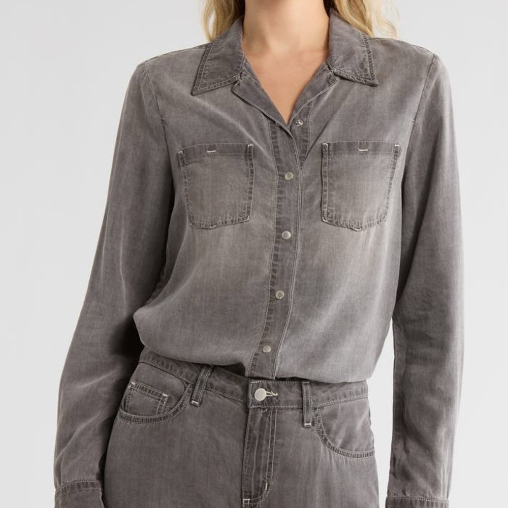 L’Agence Isla Denim Shirt Charcoal Gray Size Large